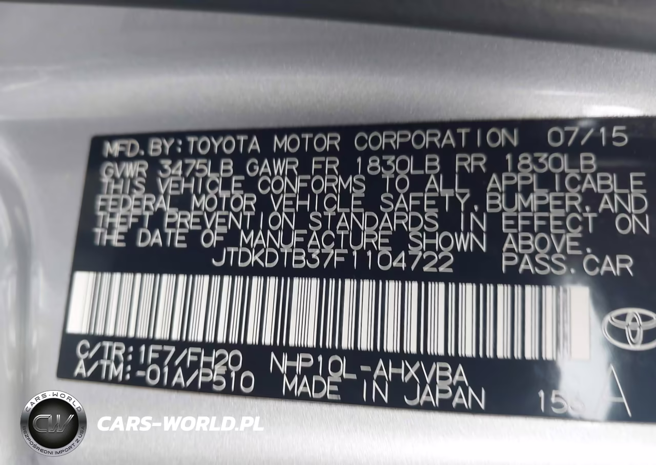 2015 Toyota Prius C One VIN:JTDKDTB37F1104722 - 9