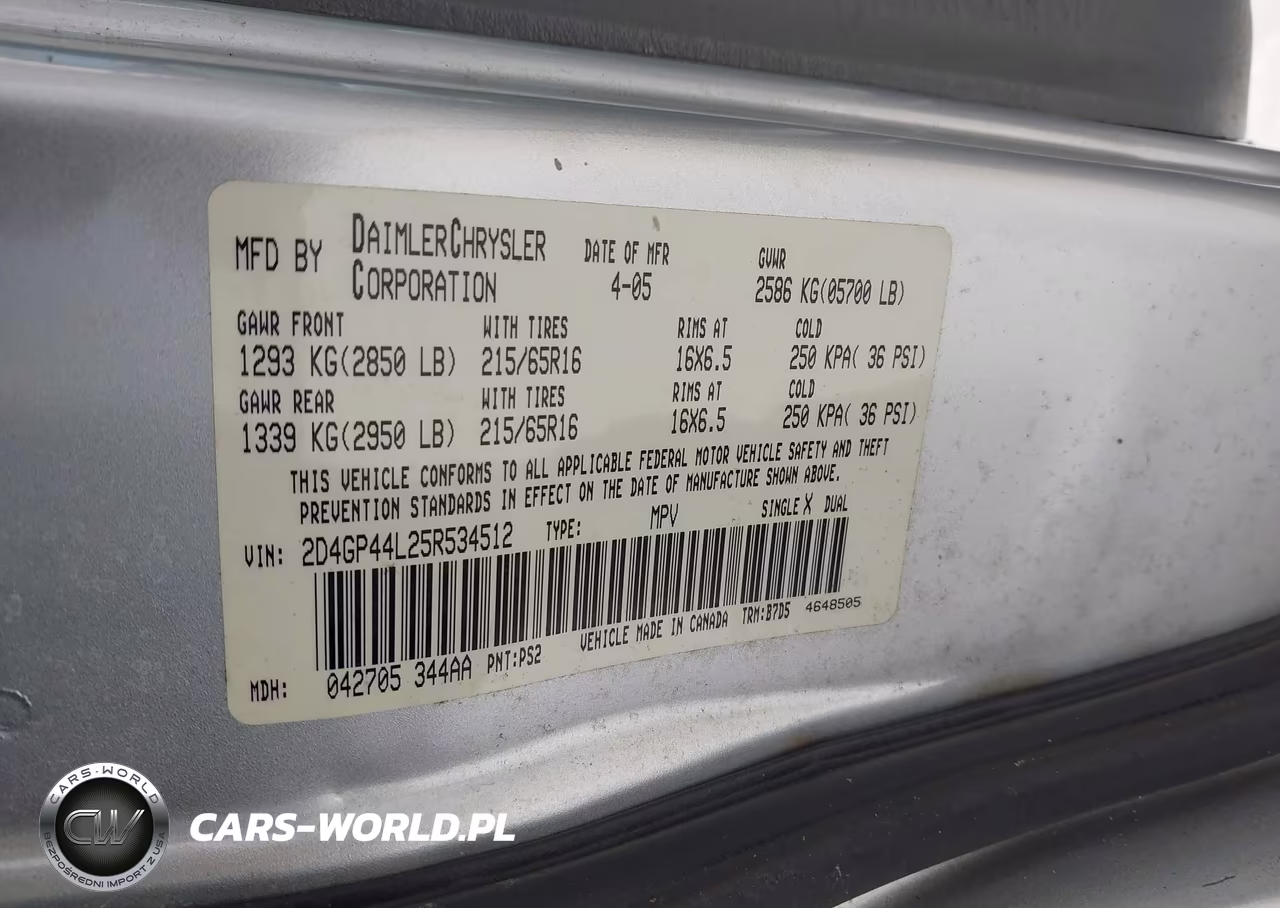 2005 Dodge Caravan Sxt VIN:2D4GP44L25R534512 - 9