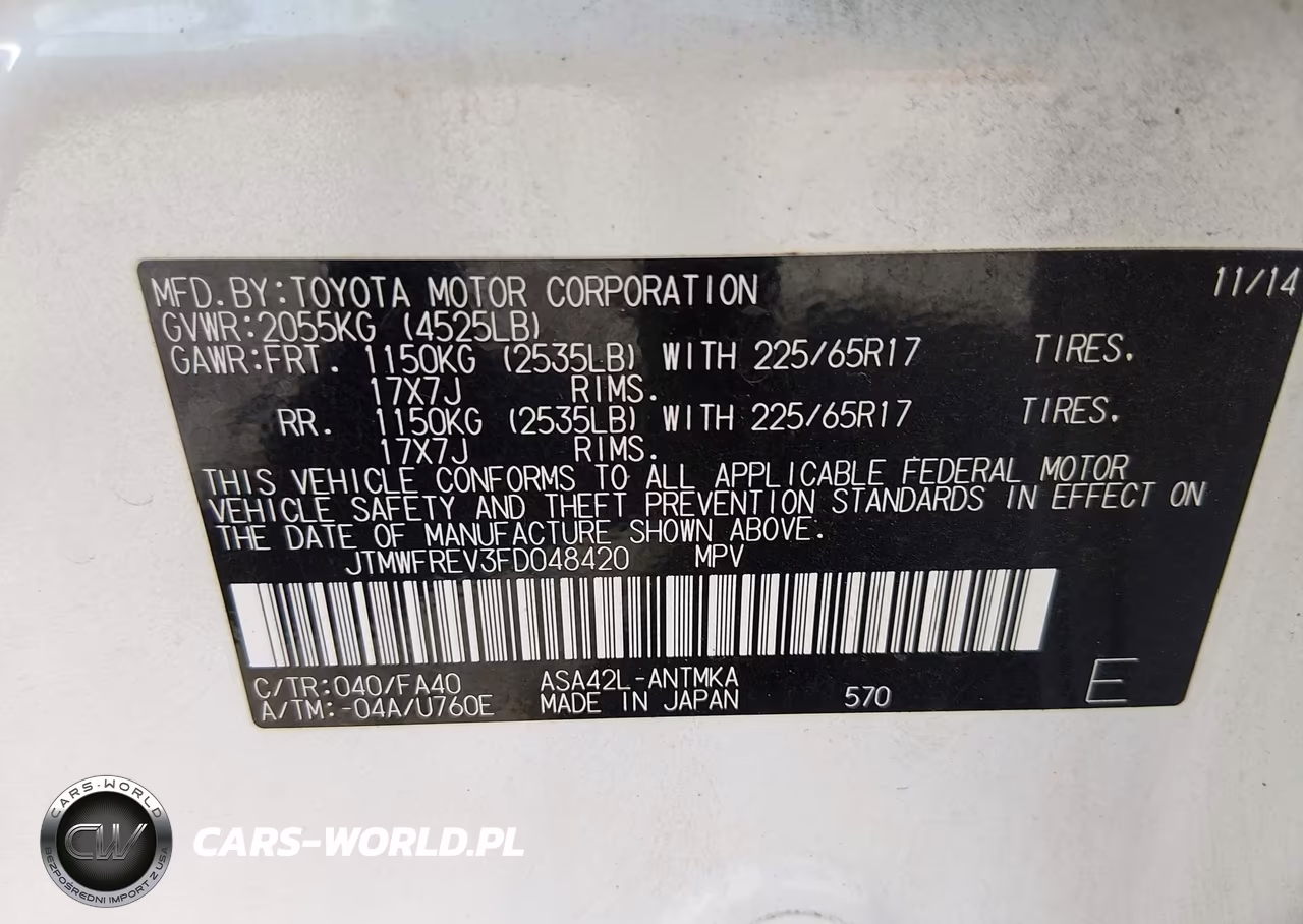 2015 Toyota Rav4 Xle VIN:JTMWFREV3FD048420 - 9