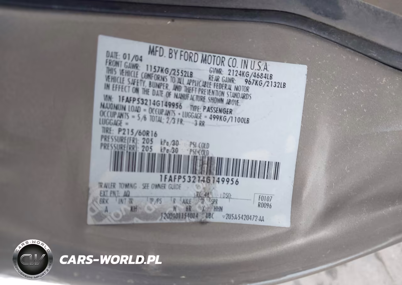 2004 Ford Taurus Se VIN:1FAFP53214G149956 - 9