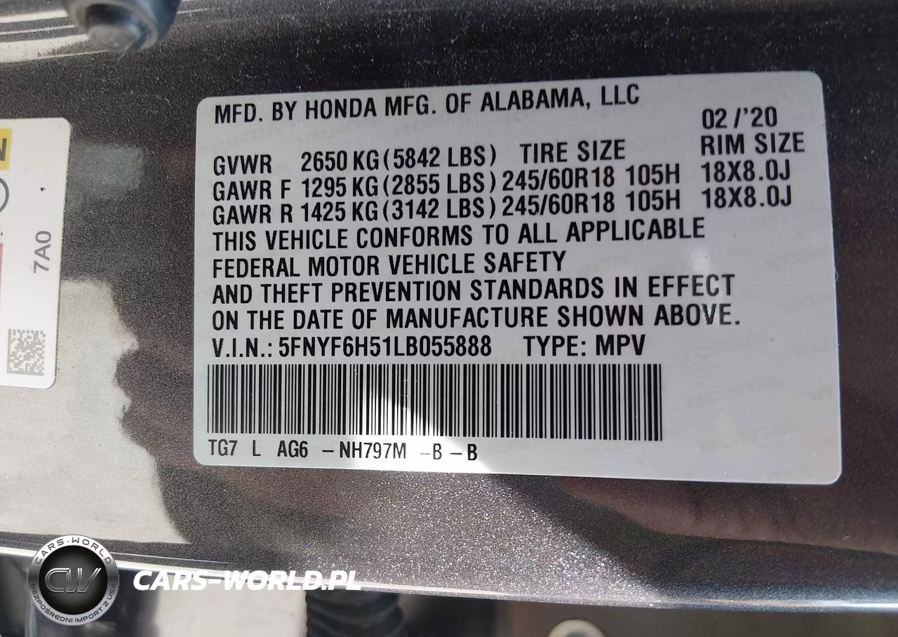 2020 Honda Pilot Exl VIN:5FNYF6H51LB055888 - 9