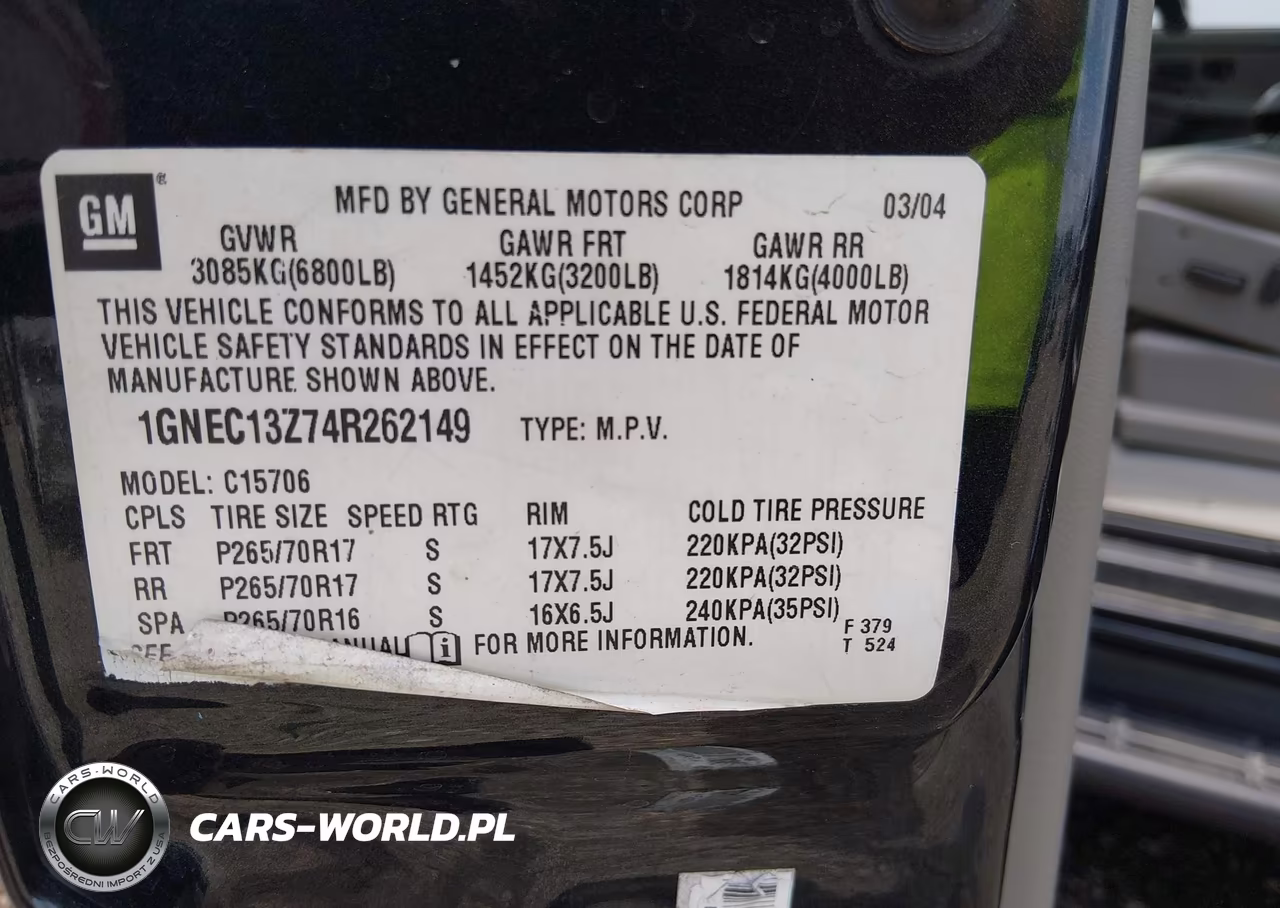 2004 Chevrolet Tahoe Lt VIN:1GNEC13Z74R262149 - 9