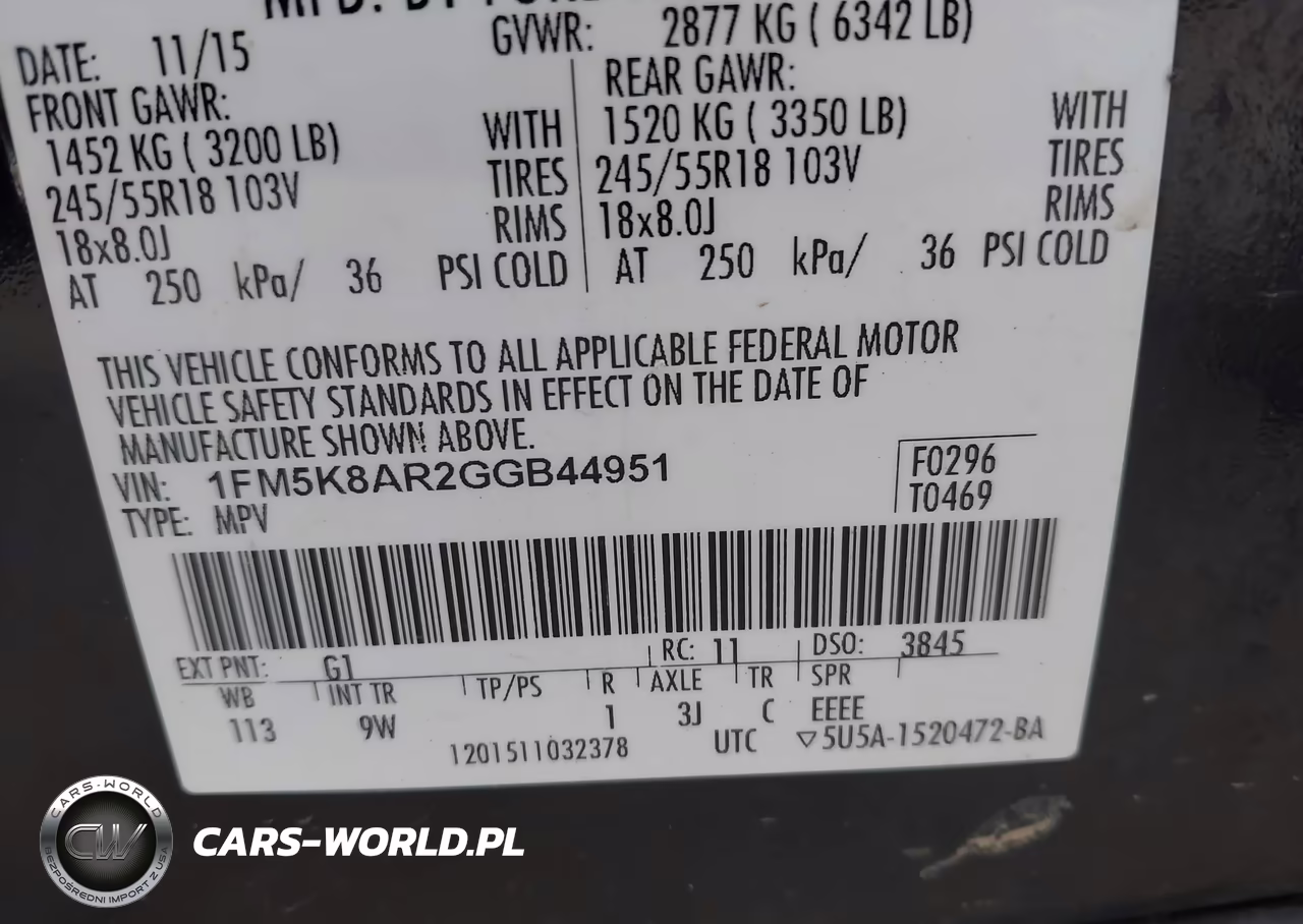 2016 Ford Utility Police Interceptor VIN:1FM5K8AR2GGB44951 - 9
