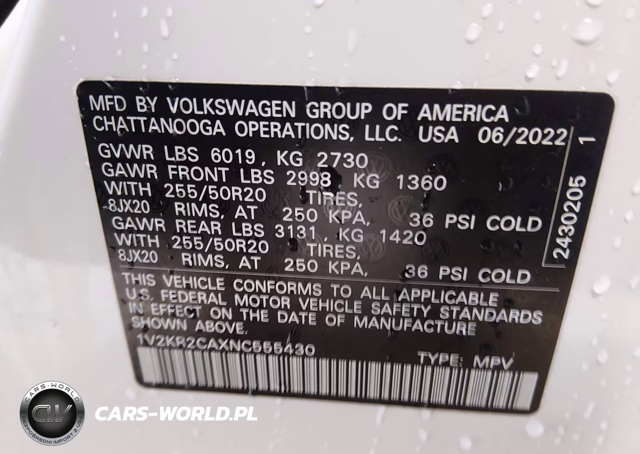 2022 Volkswagen Atlas 3.6L V6 Se W-Technology VIN:1V2KR2CAXNC555430 - 9