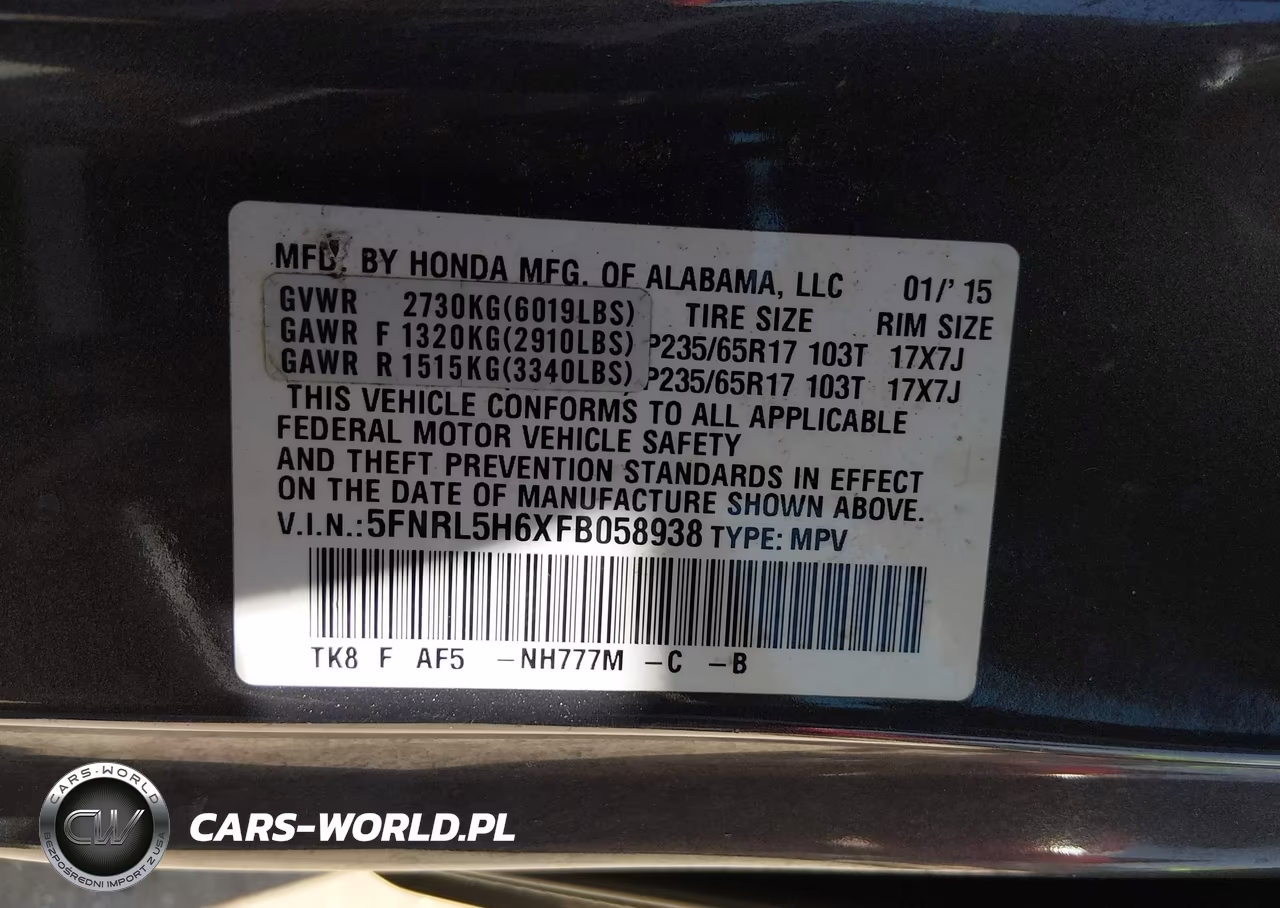 2015 Honda Odyssey Ex-L VIN:5FNRL5H6XFB058938 - 9