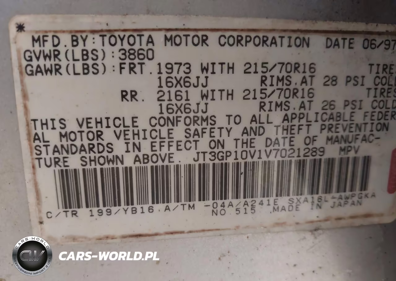 1997 Toyota Rav4 VIN:JT3GP10V1V7021289 - 9