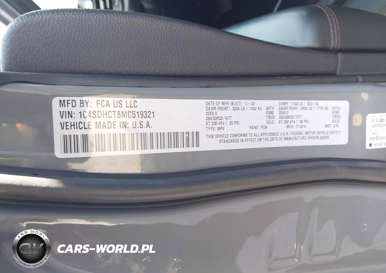 2021 Dodge Durango R-T Rwd VIN:1C4SDHCT8MC519321 - 9