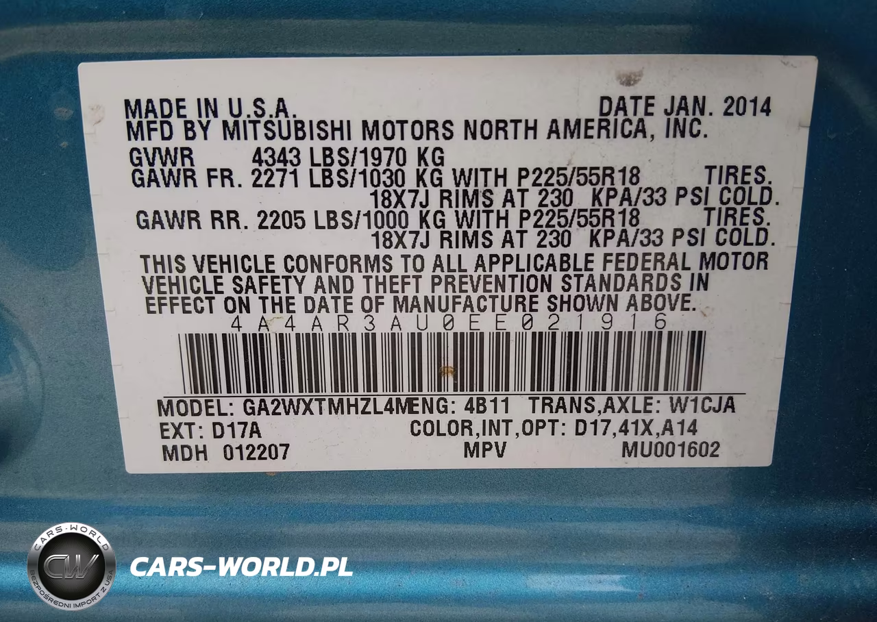 2014 Mitsubishi Outlander Sport Es VIN:4A4AR3AU0EE021916 - 9