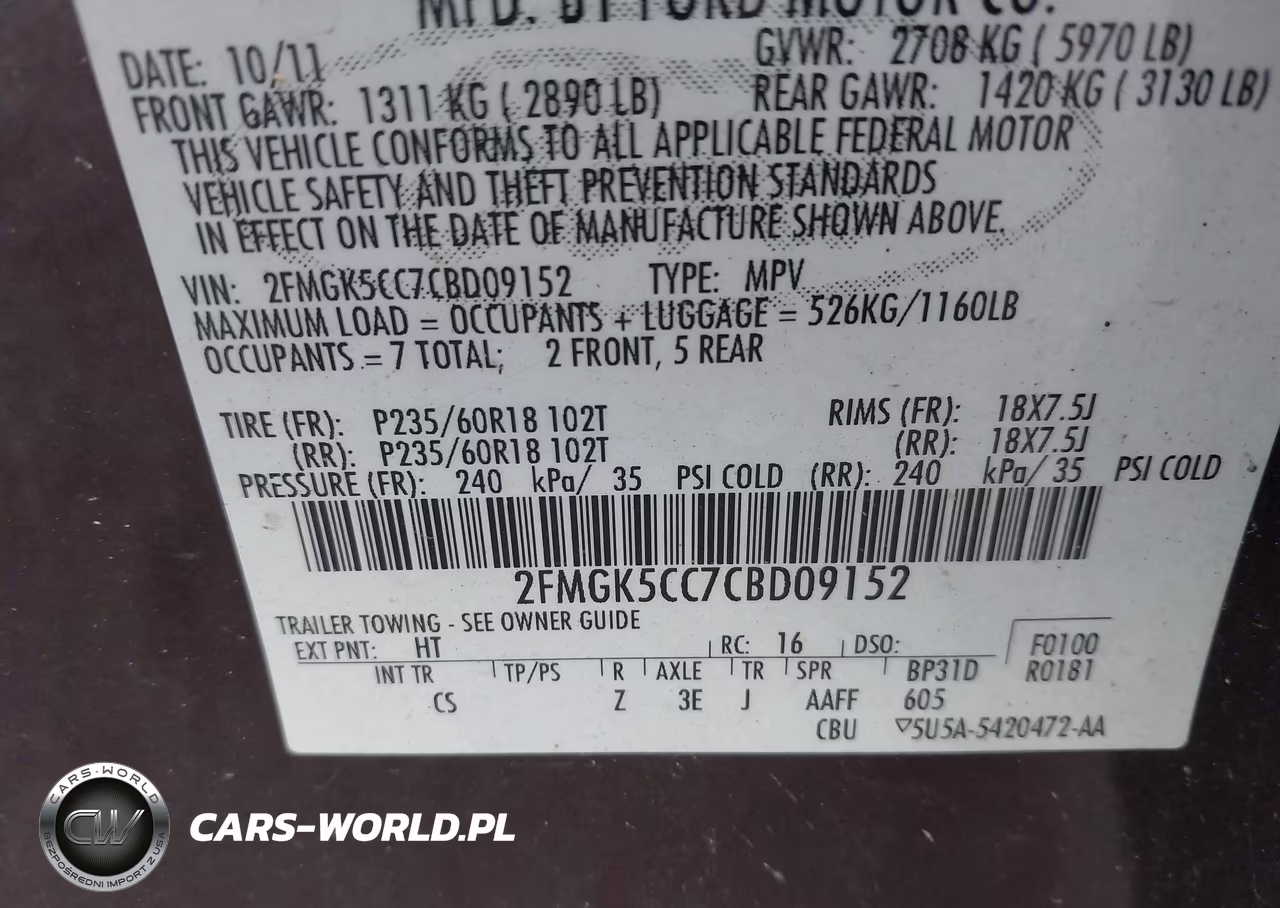 2012 Ford Flex Sel VIN:2FMGK5CC7CBD09152 - 9
