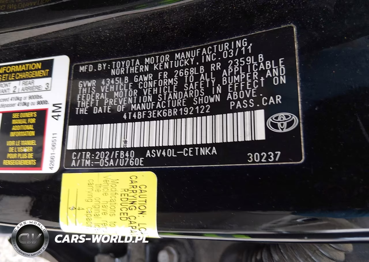 2011 Toyota Camry VIN:4T4BF3EK6BR192122 - 9