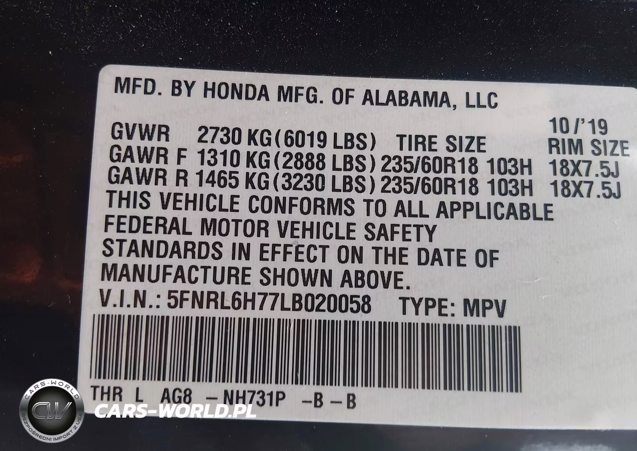 2020 Honda Odyssey Ex-L-Ex-L W-Navi Res VIN:5FNRL6H77LB020058 - 9