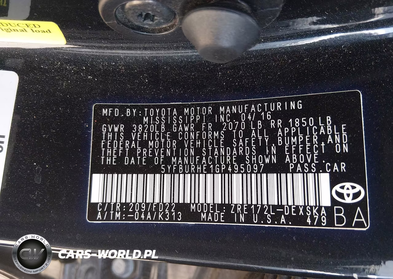 2016 Toyota Corolla S Plus VIN:5YFBURHE1GP495097 - 9