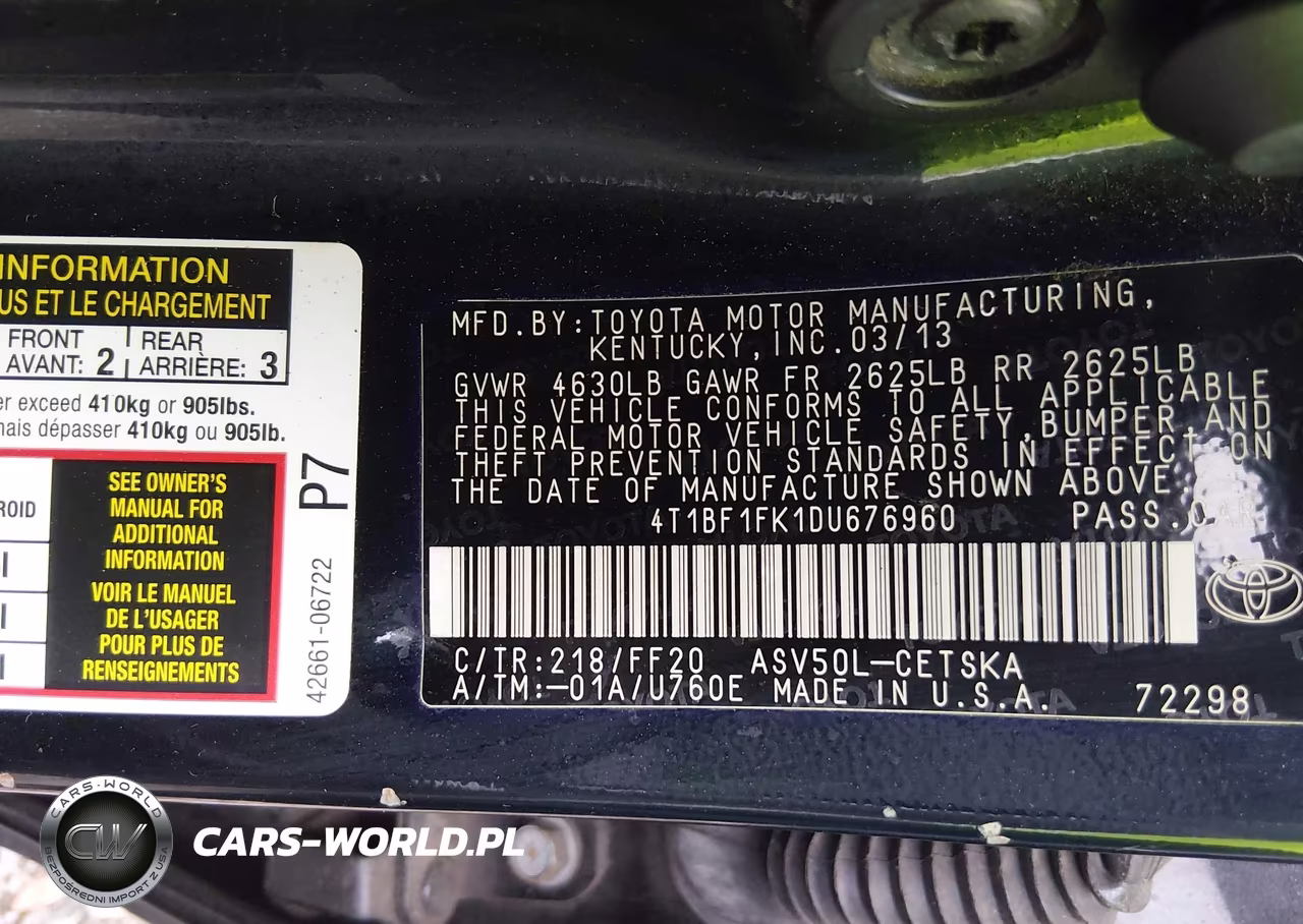 2013 Toyota Camry Se VIN:4T1BF1FK1DU676960 - 9