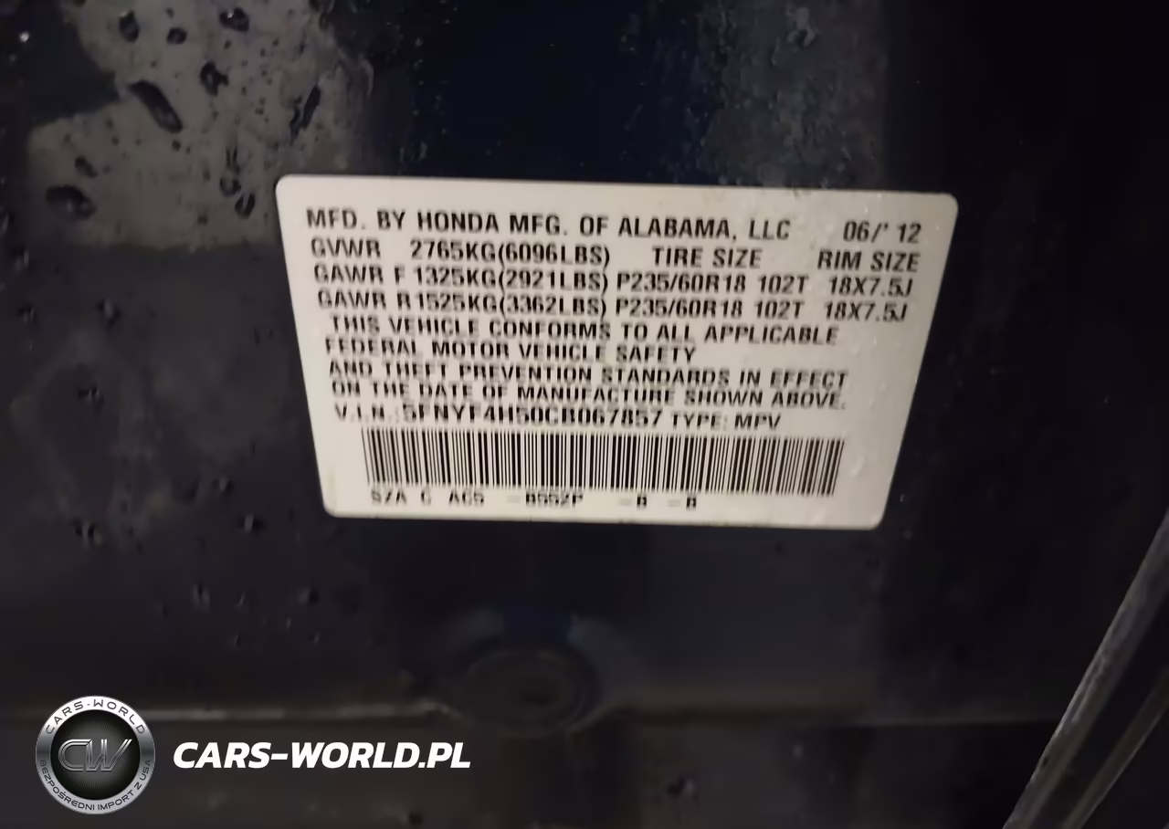 2012 Honda Pilot Ex-L VIN:5FNYF4H50CB067857 - 9