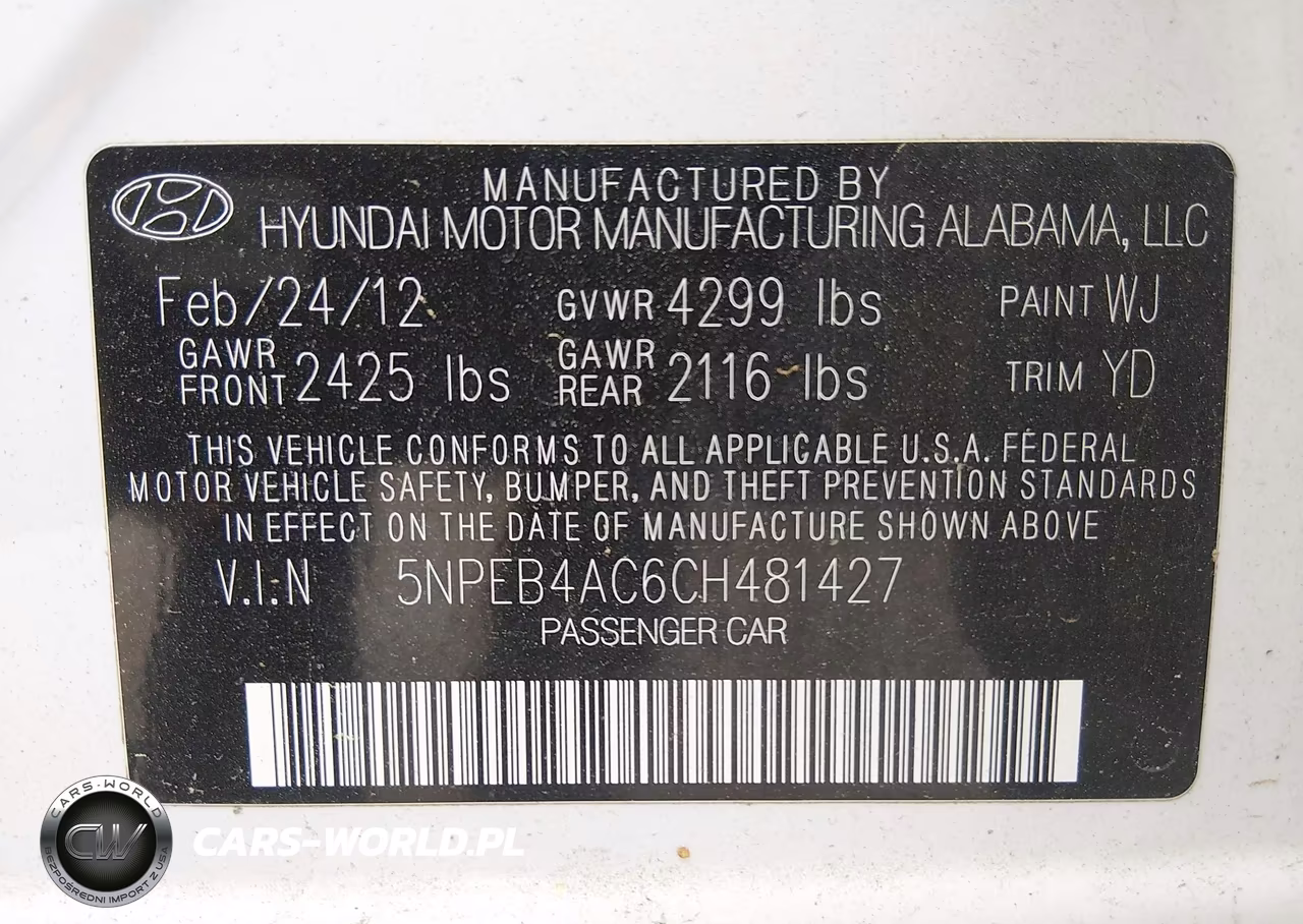 2012 Hyundai Sonata Gls VIN:5NPEB4AC6CH481427 - 9