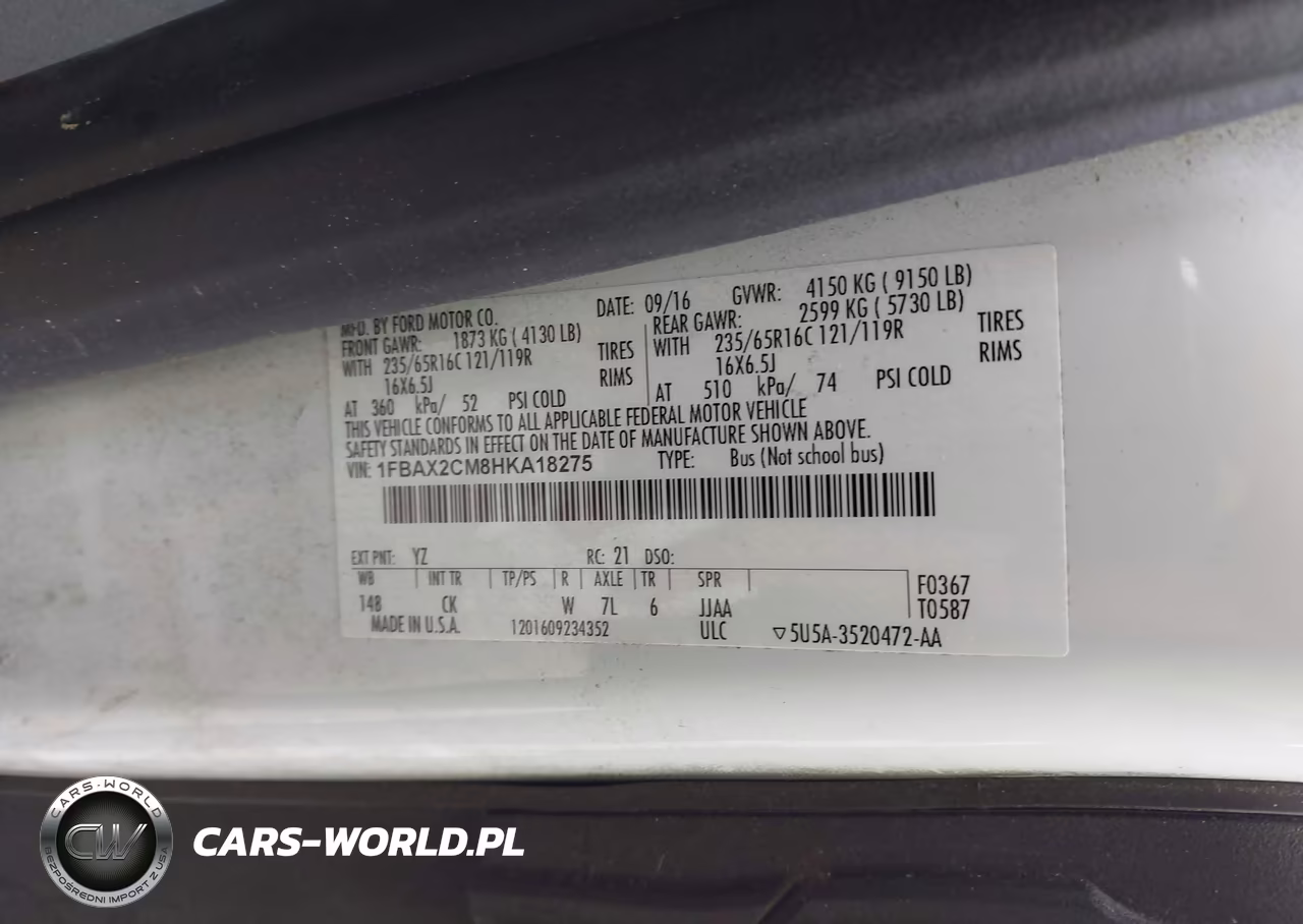 2017 Ford Transit-350 Xl VIN:1FBAX2CM8HKA18275 - 9