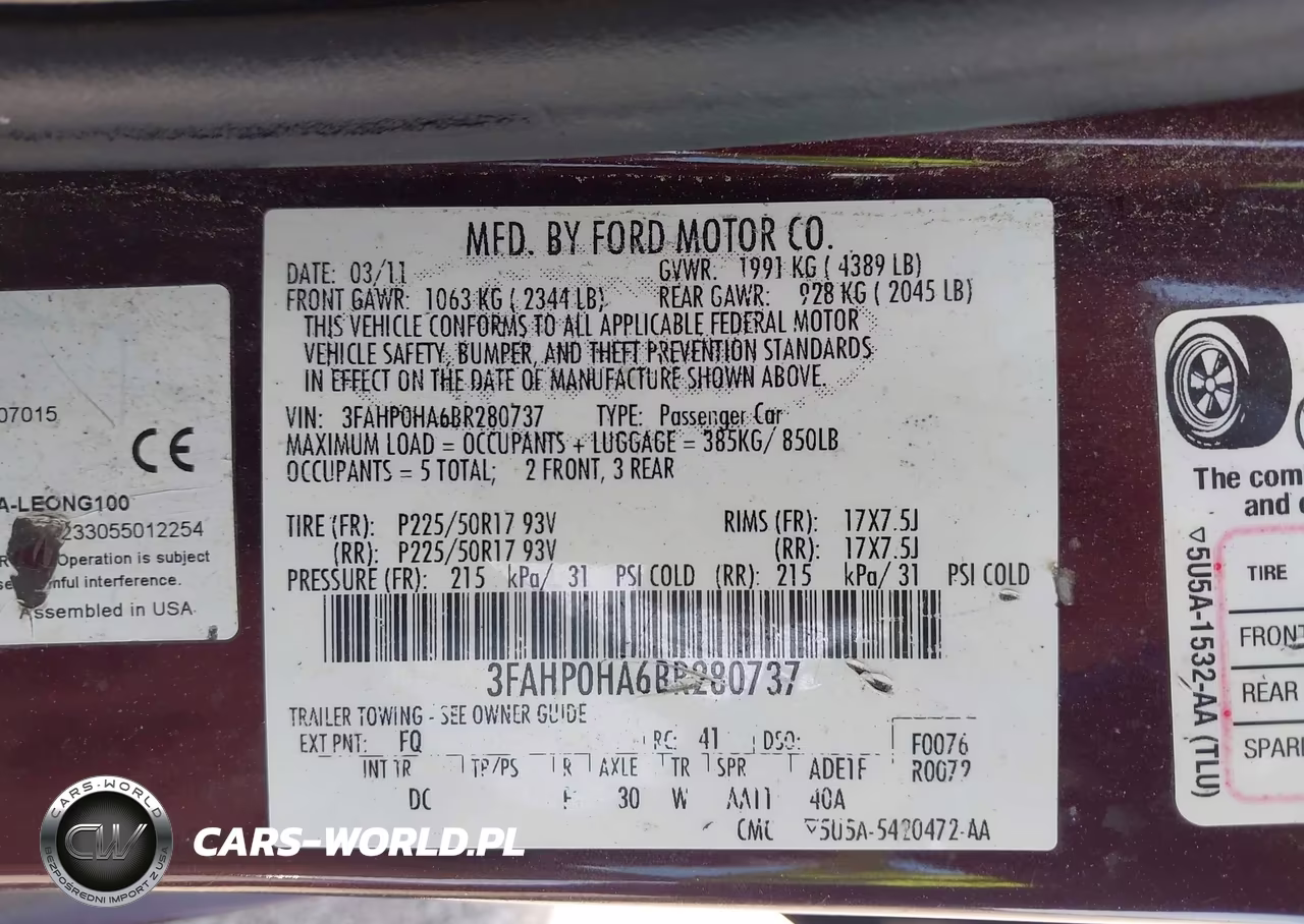 2011 Ford Fusion Se VIN:3FAHP0HA6BR280737 - 9
