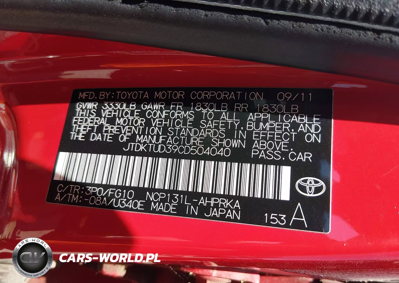 2012 Toyota Yaris L VIN:JTDKTUD39CD504040 - 9