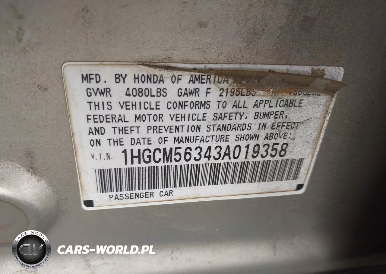 2003 Honda Accord Sdn Lx VIN:1HGCM56343A019358 - 9