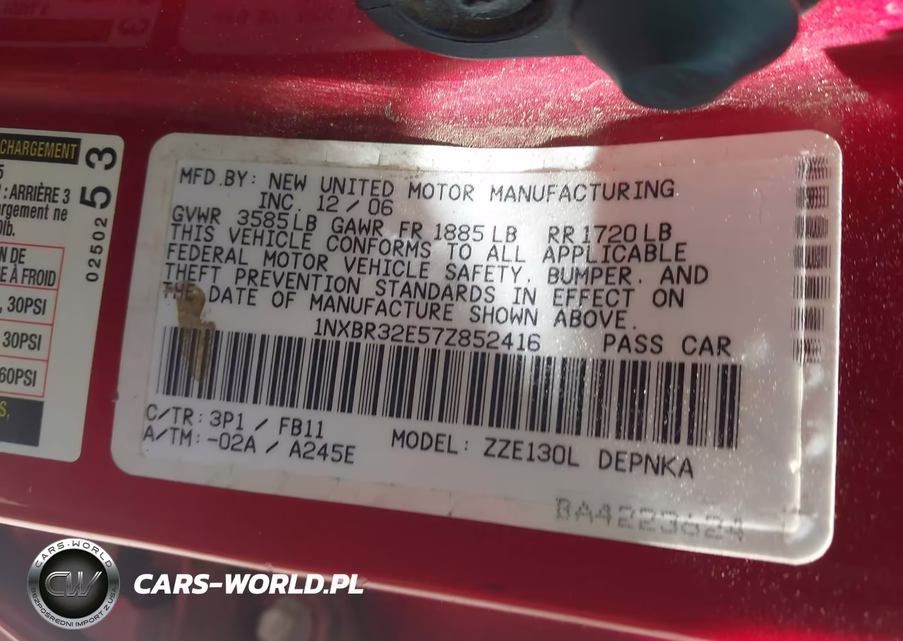 2007 Toyota Corolla Le VIN:1NXBR32E57Z852416 - 9