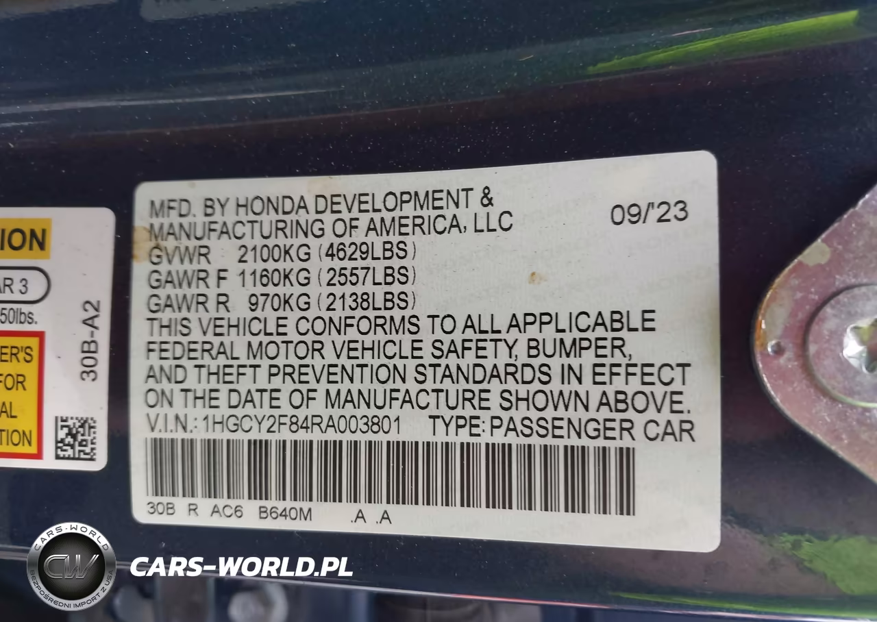 2024 Honda Accord Hybrid Touring VIN:1HGCY2F84RA003801 - 9