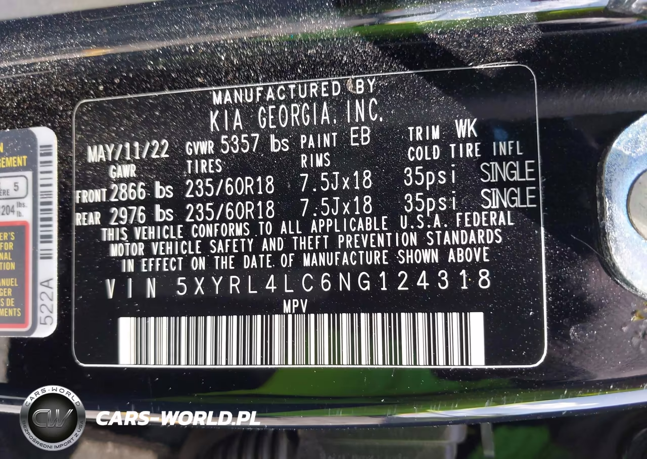 2022 Kia Sorento S VIN:5XYRL4LC6NG124318 - 9
