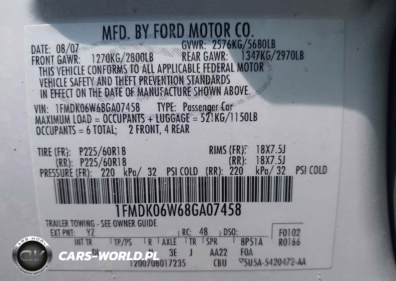 2008 Ford Taurus X Limited VIN:1FMDK06W68GA07458 - 9