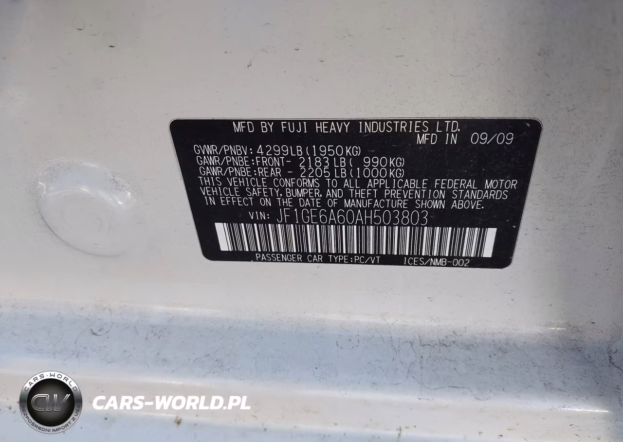 2010 Subaru Impreza 2.5I VIN:JF1GE6A60AH503803 - 9