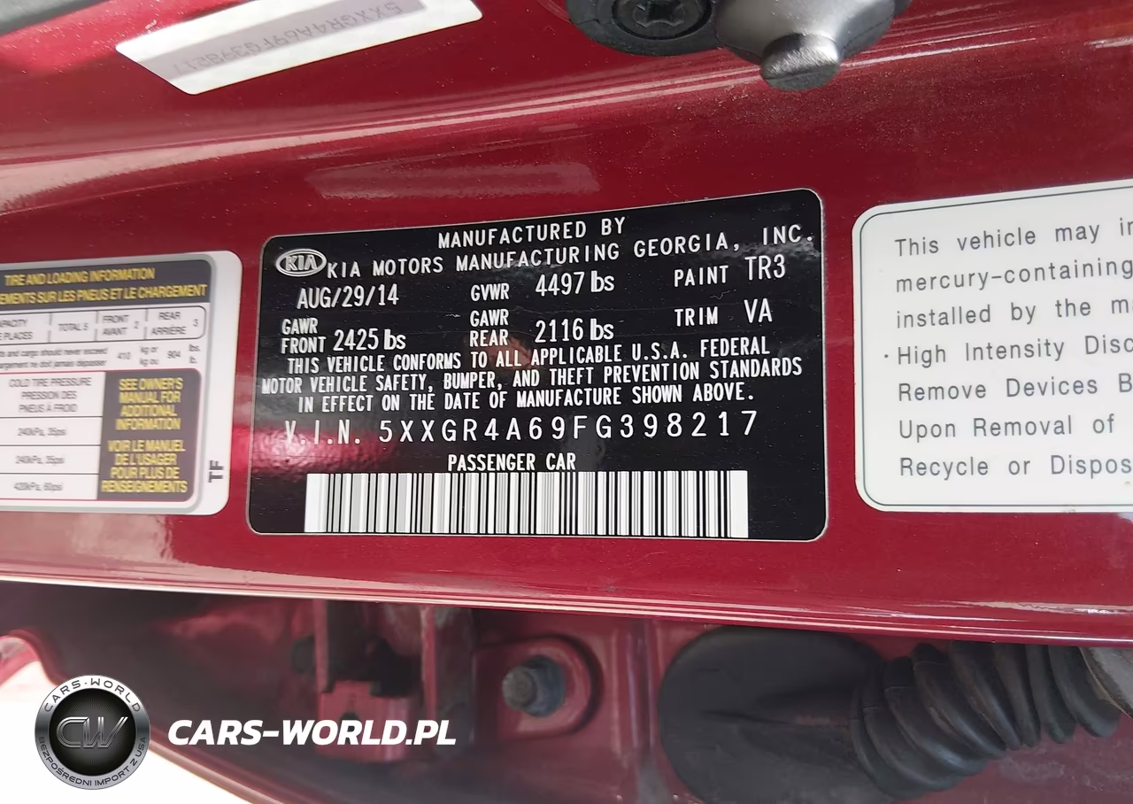 2015 Kia Optima VIN:5XXGR4A69FG398217 - 9