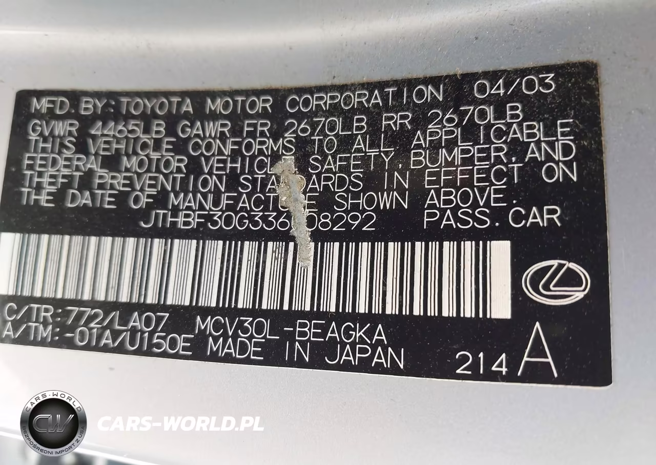 2003 Lexus Es 300 VIN:JTHBF30G336008292 - 9
