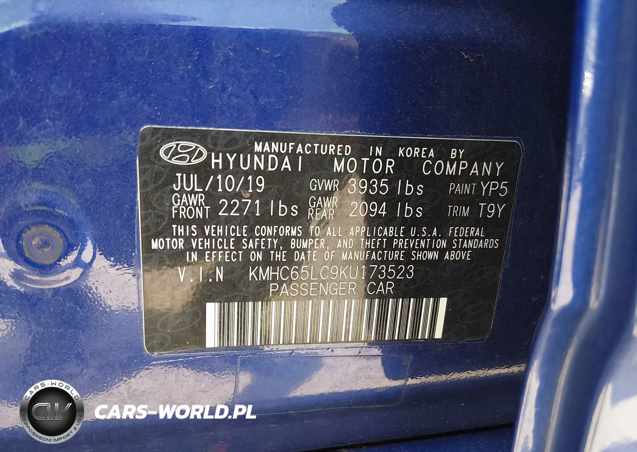 2019 Hyundai Ioniq Hybrid Blue VIN:KMHC65LC9KU173523 - 9