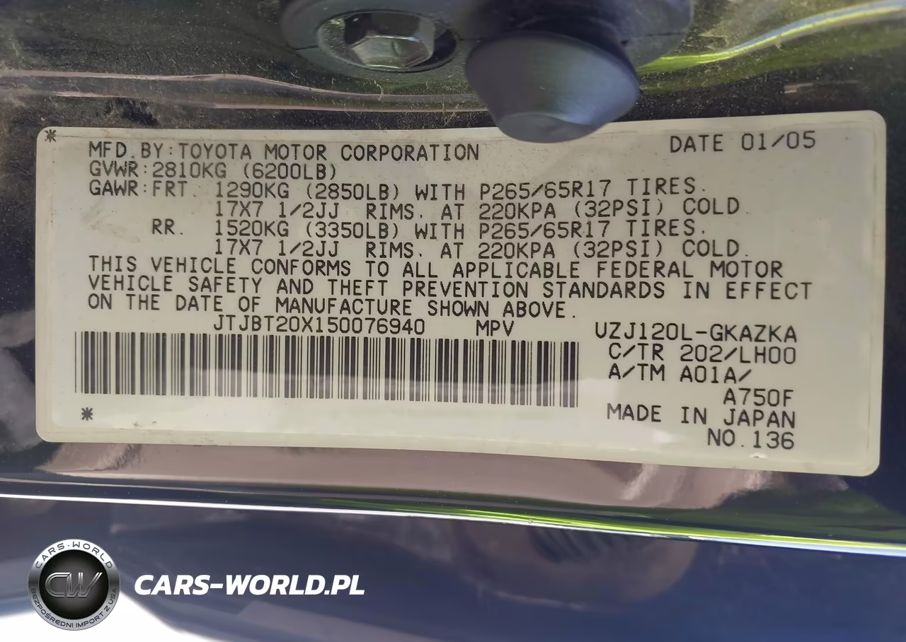 2005 Lexus Gx 470 VIN:JTJBT20X150076940 - 9