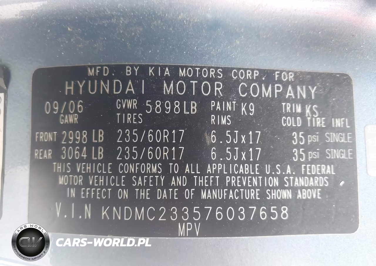 2007 Hyundai Entourage Gls-Limited-Se VIN:KNDMC233576037658 - 9