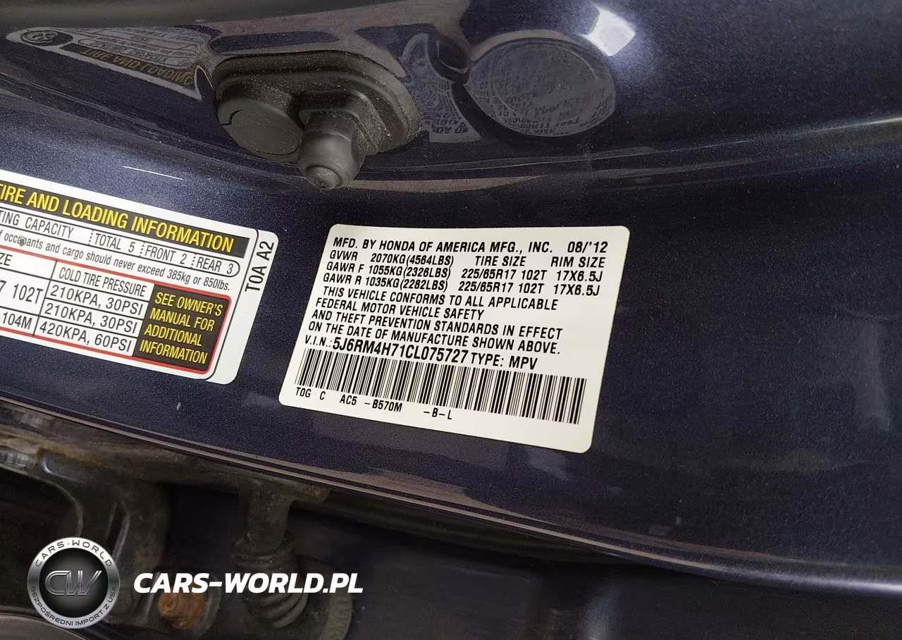 2012 Honda Cr-V Ex-L VIN:5J6RM4H71CL075727 - 9