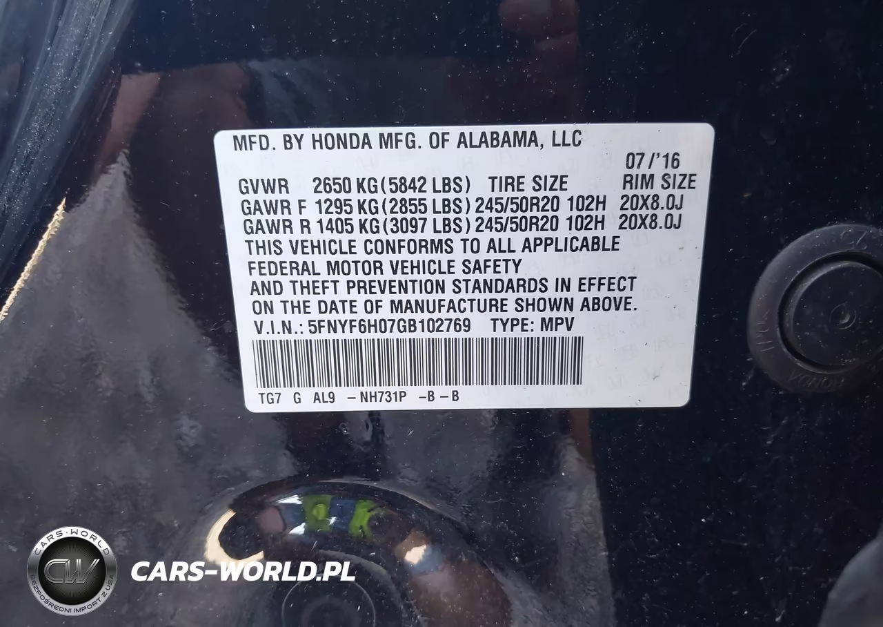 2016 Honda Pilot Elite VIN:5FNYF6H07GB102769 - 9