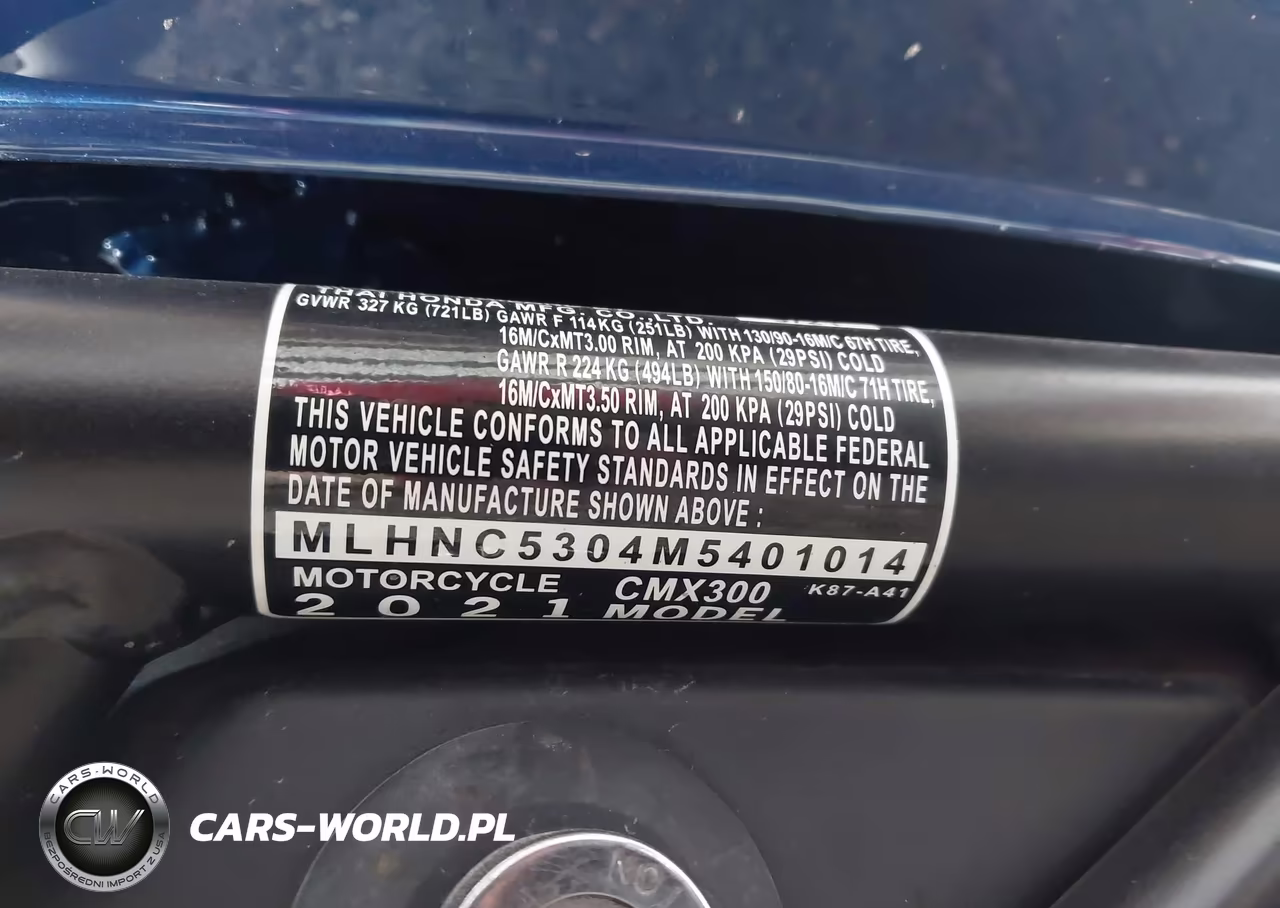 2021 Honda Cmx300 VIN:MLHNC5304M5401014 - 10