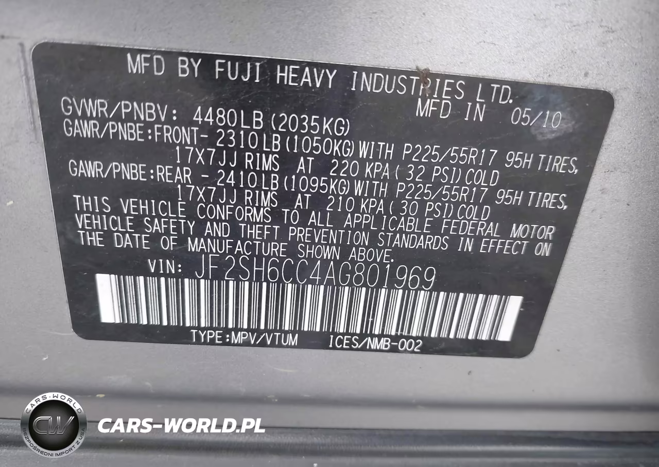 2010 Subaru Forester 2.5X Premium VIN:JF2SH6CC4AG801969 - 9