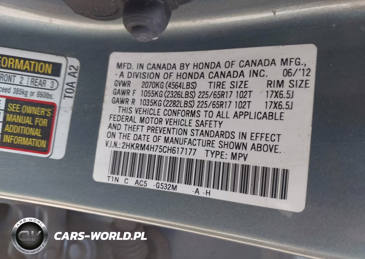 2012 Honda Cr-V Ex-L VIN:2HKRM4H75CH617177 - 9