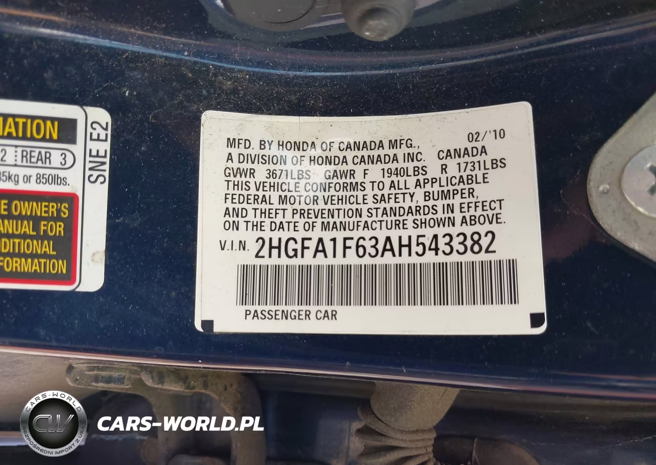 2010 Honda Civic Lx-S VIN:2HGFA1F63AH543382 - 9