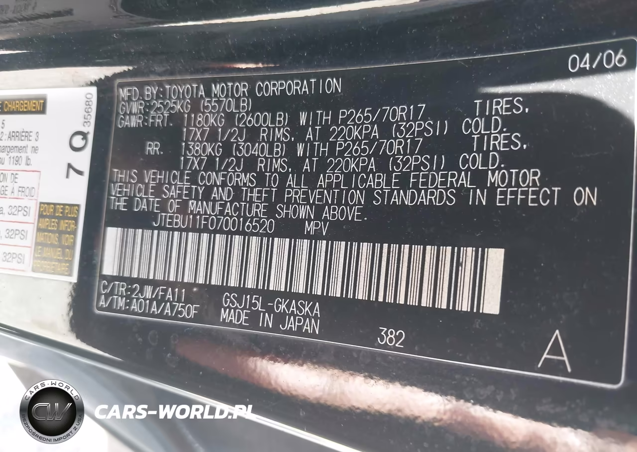 2007 Toyota Fj Cruiser VIN:JTEBU11F070016520 - 9