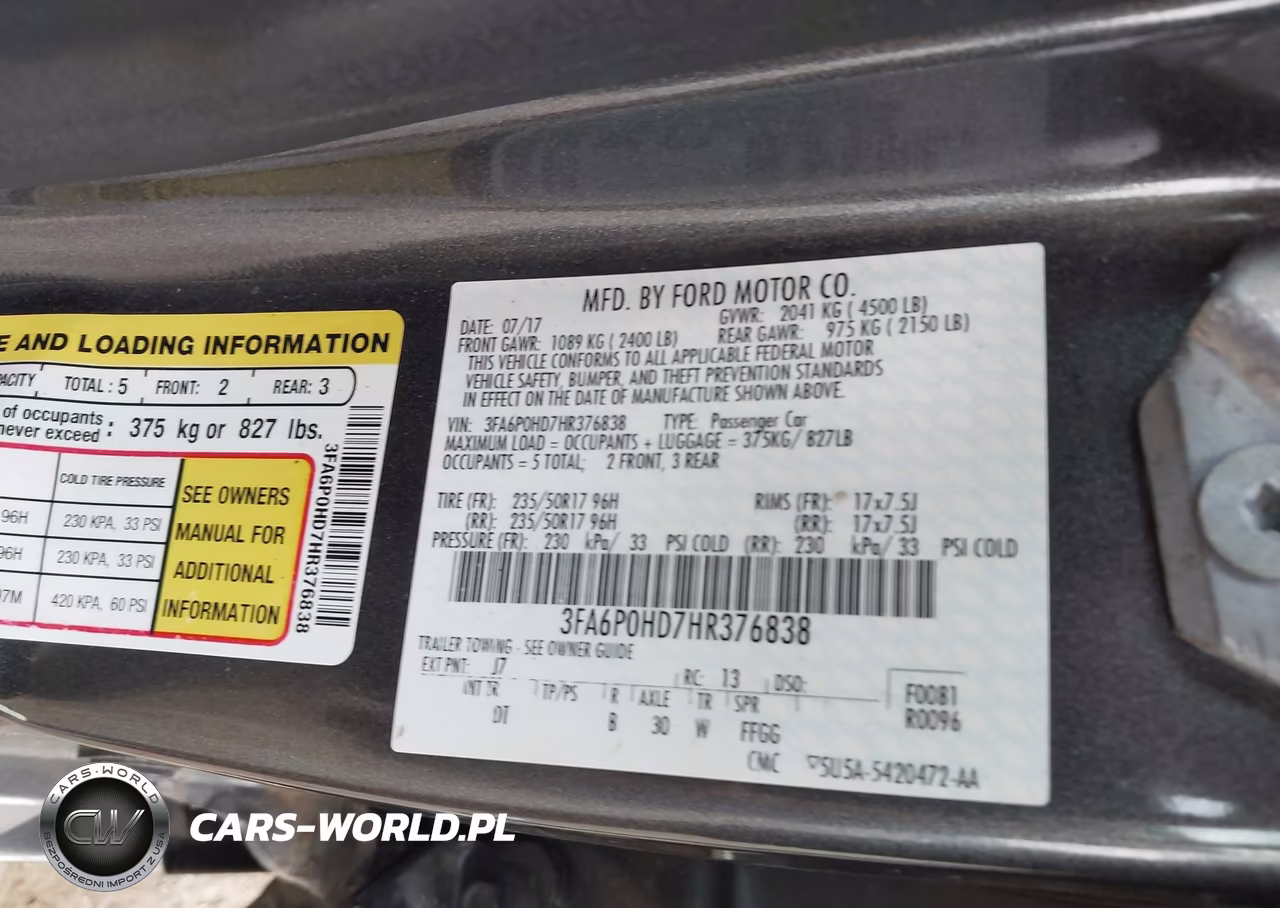 2017 Ford Fusion Se VIN:3FA6P0HD7HR376838 - 9