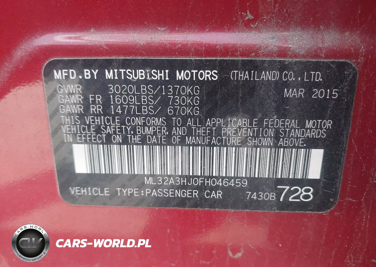 2015 Mitsubishi Mirage De-Rf VIN:ML32A3HJ0FH046459 - 9
