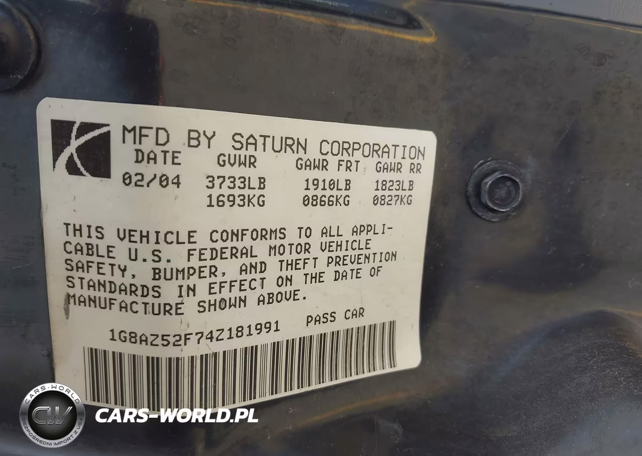 2004 Saturn Ion Ion 2 VIN:1G8AZ52F74Z181991 - 9