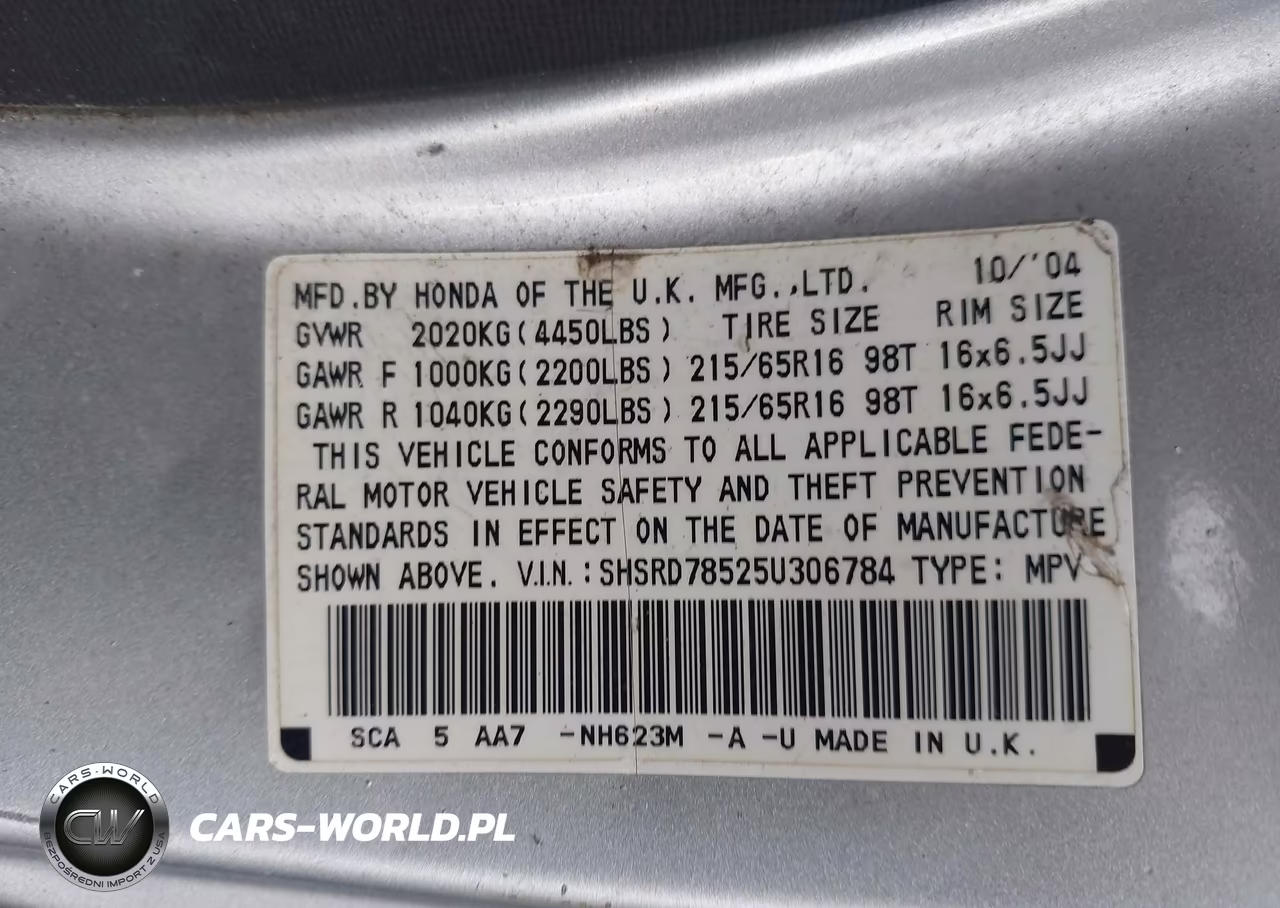 2005 Honda Cr-V Lx VIN:SHSRD78525U306784 - 9