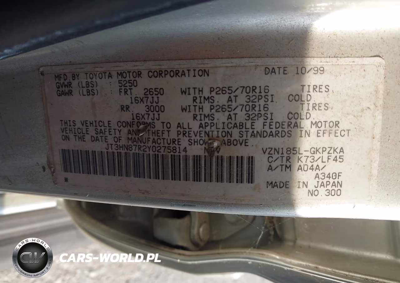 2000 Toyota 4Runner Limited V6 VIN:JT3HN87R2Y0275814 - 9