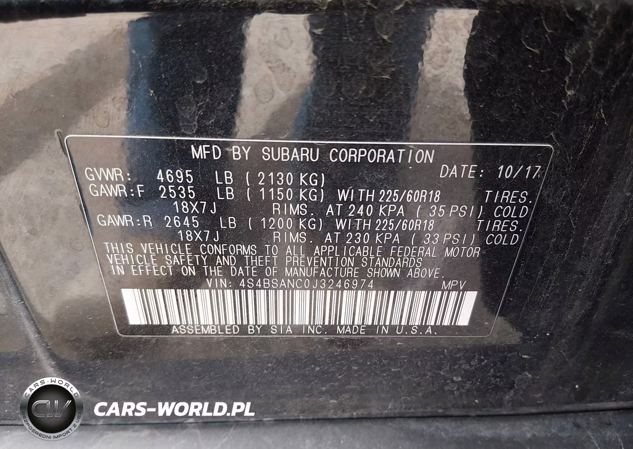 2018 Subaru Outback 2.5I Limited VIN:4S4BSANC0J3246974 - 9