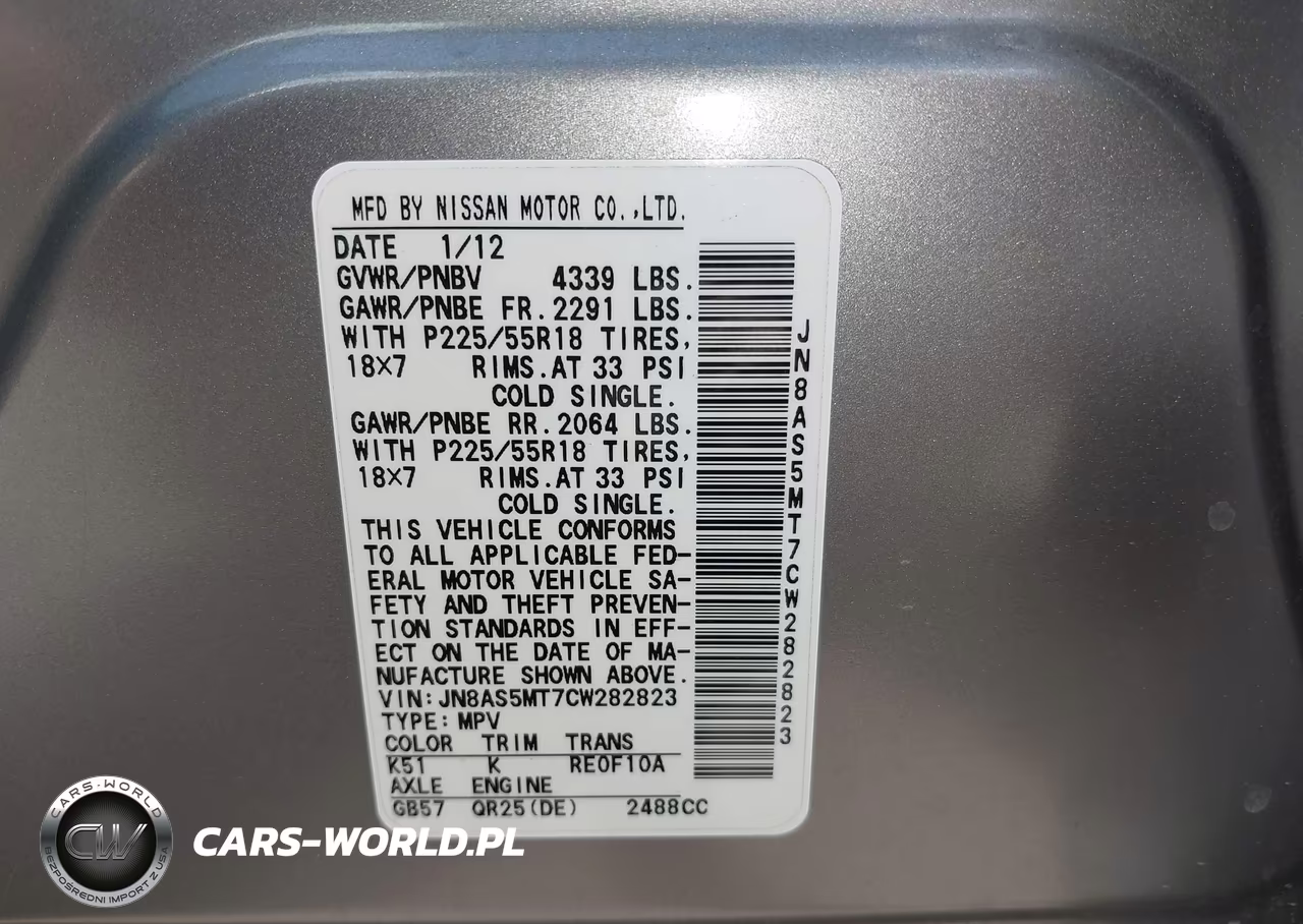 2012 Nissan Rogue Sv W-Sl Pkg VIN:JN8AS5MT7CW282823 - 9
