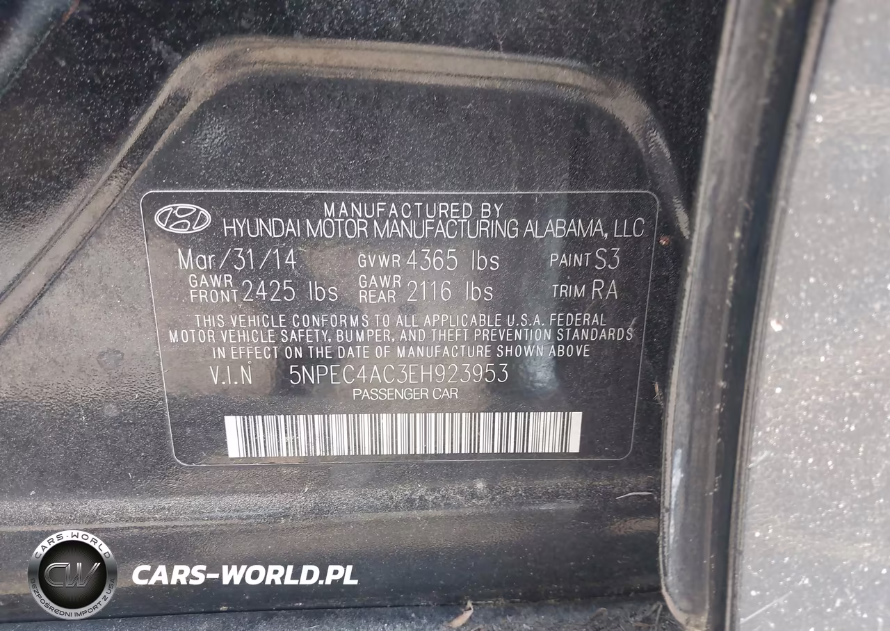 2014 Hyundai Sonata Limited VIN:5NPEC4AC3EH923953 - 9
