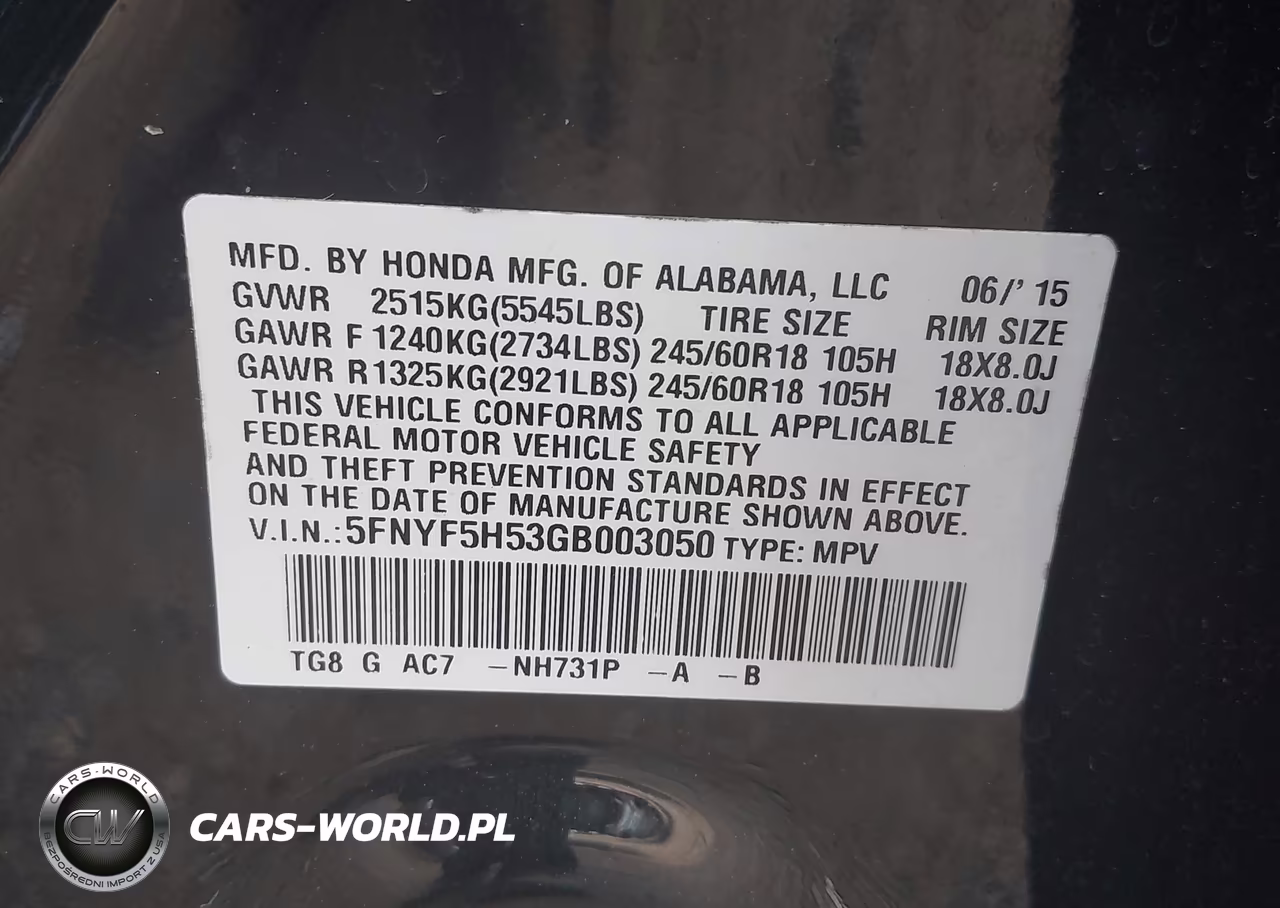 2016 Honda Pilot Ex-L VIN:5FNYF5H53GB003050 - 9