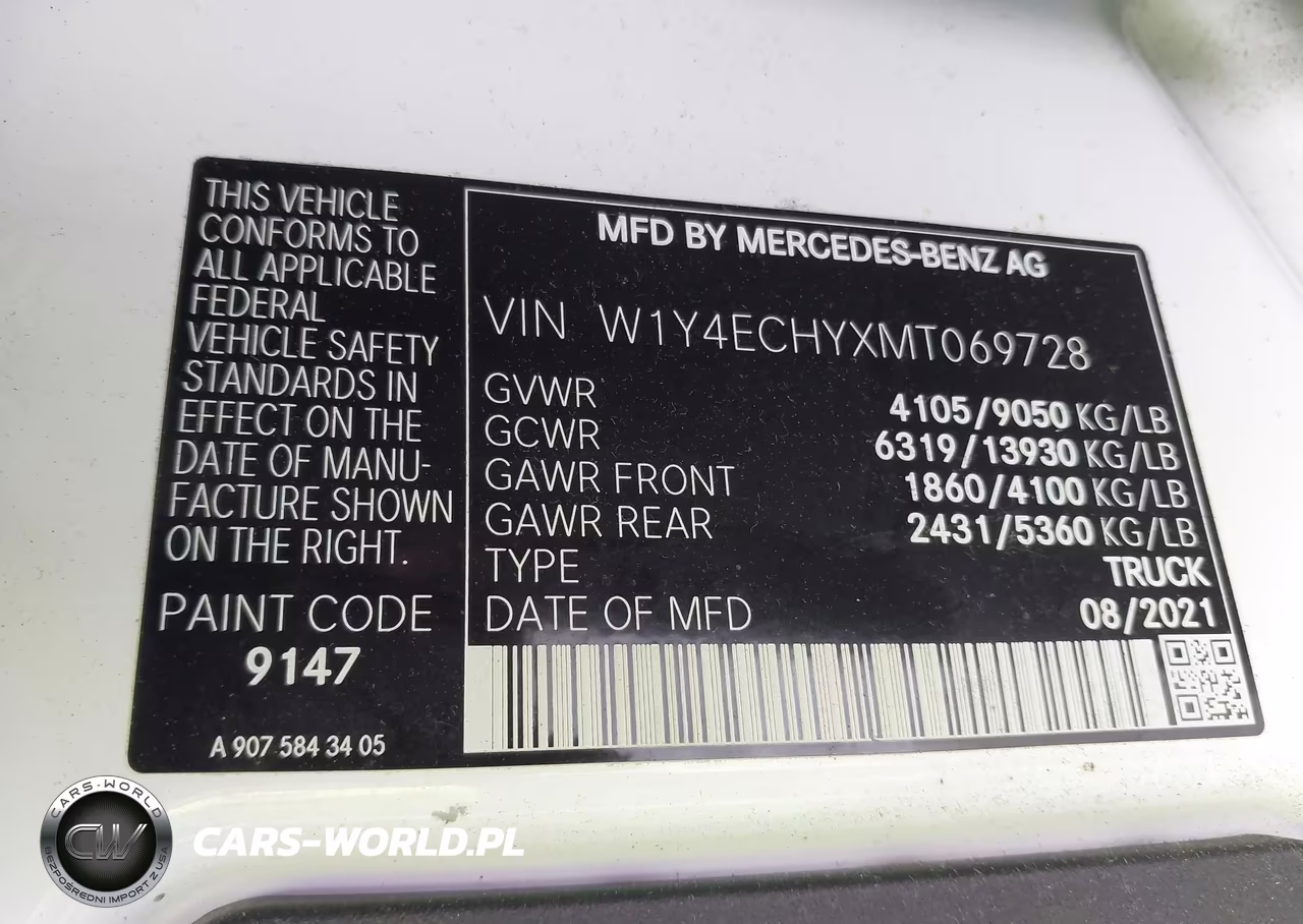 2021 Mercedes-Benz Sprinter 2500 High Roof V6 VIN:W1Y4ECHYXMT069728 - 9